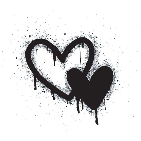 Set Of Graffiti Hearts Signs Spray Painted In Black On White Love