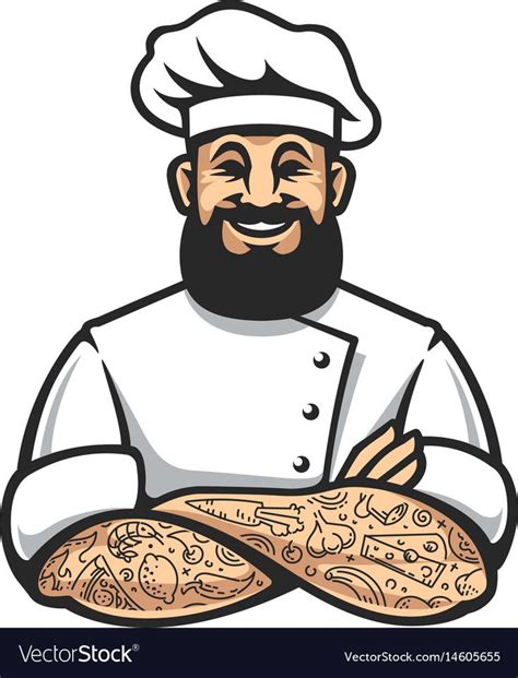 Smiling Hipster Chef With Beard And Tattoos In Arms Crossed Pose