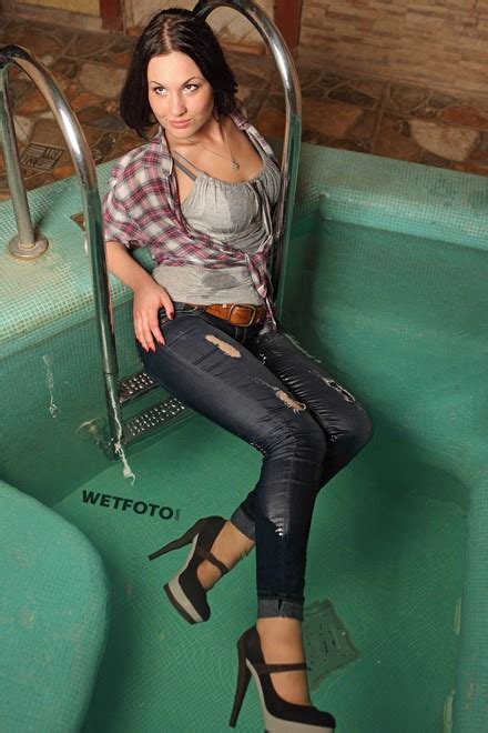 Wetlook By Cute Girl In Soaking Wet Shirt Tight Jeans And