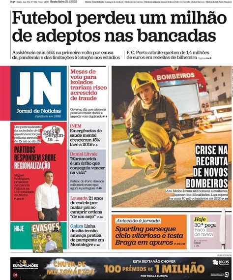 Capa Jornal De Notícias 21 Janeiro 2022 Capasjornaispt