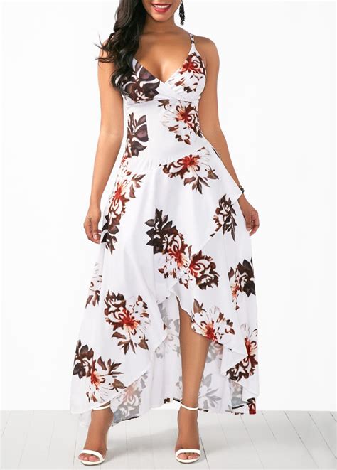 Overlap Flower Print White Slip Dress Usd 3443 Womens Fashion Dresses