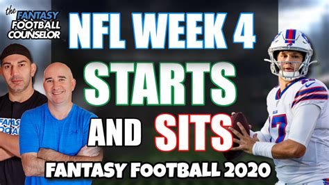 week 4 starts and sits discussion fantasy football 2020