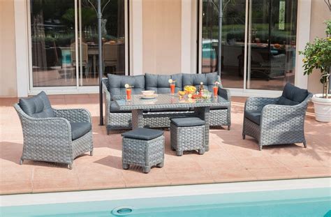 Salon bas de jardin Ivory résine tressée anthracite - Salon de Jardin