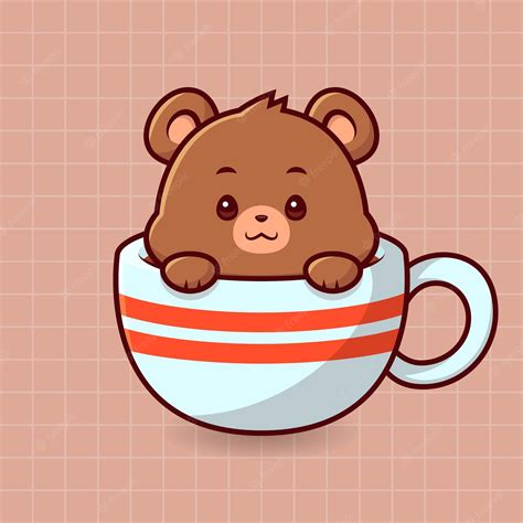 Premium Vector Cute Bear On A Coffee Mug Isolated Cartoon Animal