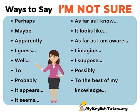 16 Alternative Ways To Say Im Not Sure My English Tutors English