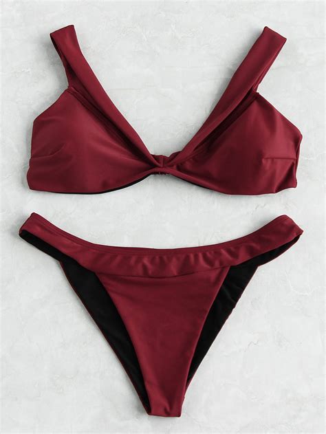 Shop Beach Triangle Bikini Set Online Shein Offers Beach Triangle