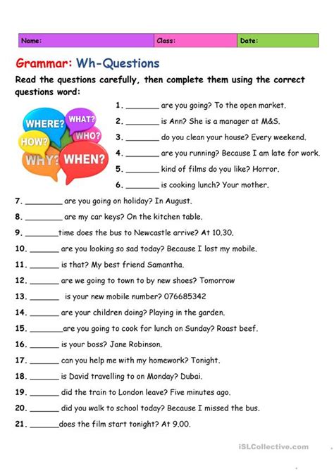 Wh Questions English Esl Worksheets For Distance Learning And