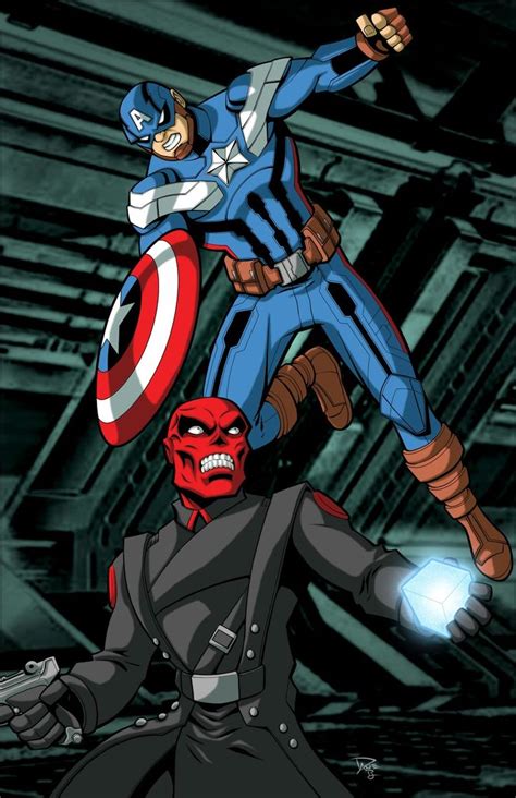 Movie Style Captain America Vs Red Skull Art By Dave Beaty Captain