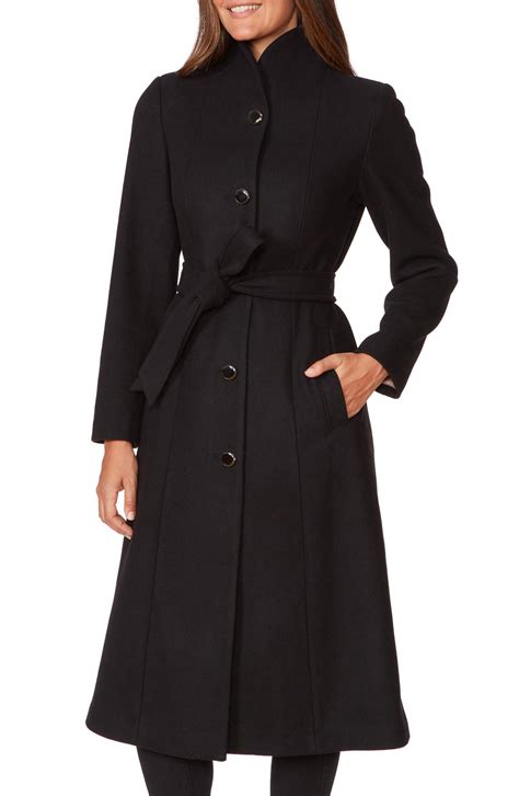 Women’s Kate Spade New York Belted Wool Blend Coat Size X Small Black Fashion Gone Rogue