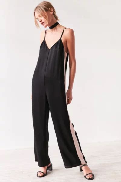 Silence Noise Side Stripe Satin Slip Jumpsuit Urban Outfitters