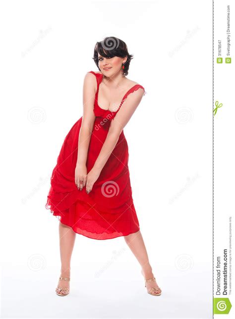 Beautiful Woman In Red Dress Royalty Free Stock