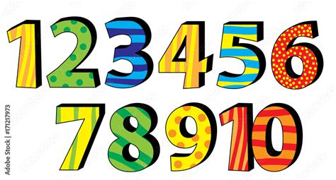 Nice Colorful Cartoon 3d Numbers Set For Children 1 10 Stock Vector