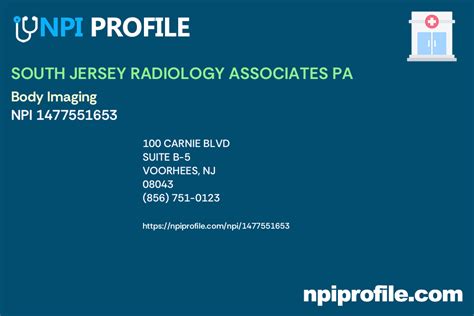 SOUTH JERSEY RADIOLOGY ASSOCIATES PA, NPI 1477551653 - Radiology in
