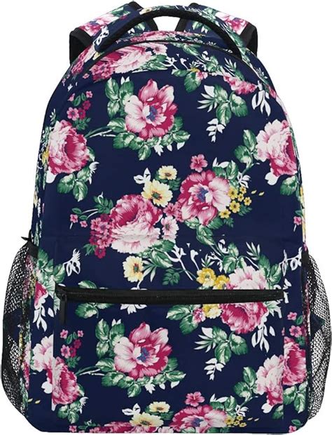 Pink Flowers Backpack Floral Bookbag For Boys Girls Elementary School