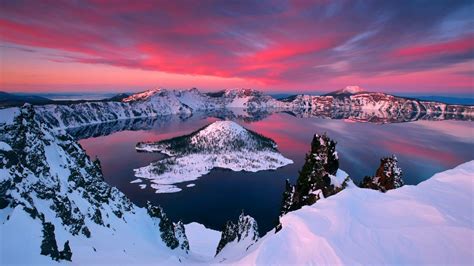 Lake Mountain Snow Sky Wallpapers Hd Desktop And