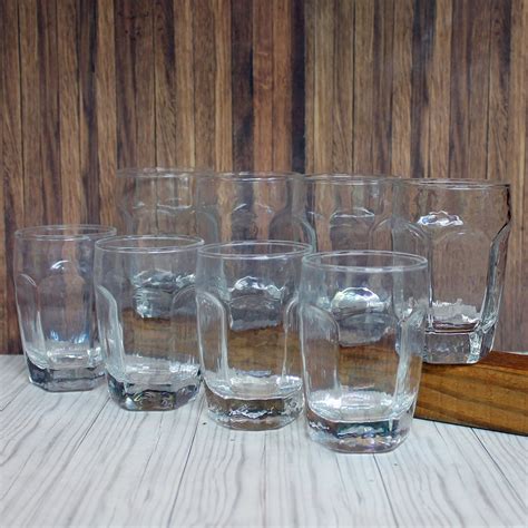 Vintage Libbey Chivalry Clear Juice Glasses Set Of 8 Flat Paneled Small Tumblers 6 Oz