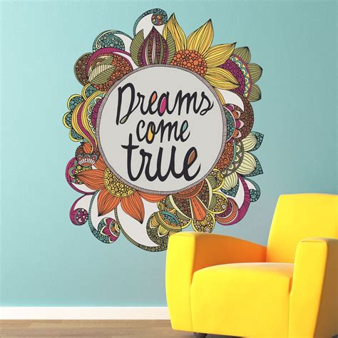 Floral Quote Art Wall Sticker Decal Dreams Come True By Etsy
