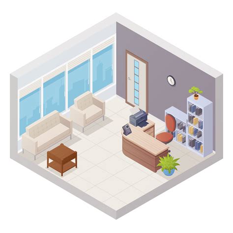 Isometric Office Interior 482790 Vector Art At Vecteezy