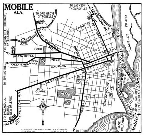 Map Of Mobile Al Circa 1925 Rosa Parks National City Street Cars