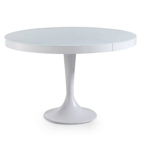 Table extensible ronde avec tableau supérieur en mdf laqué blanc mat. Tables, tables et chaises, Table ronde extensible TULIPE ...