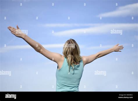 Young Woman Cheering Stock Photo Alamy