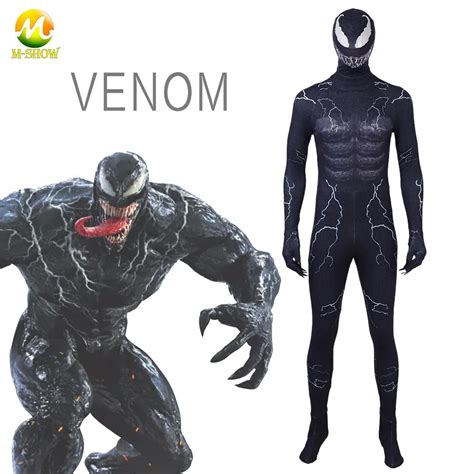 nuevo 2018 venom symbiote spiderman disfraz película venom cosplay marvel negro zentai mono