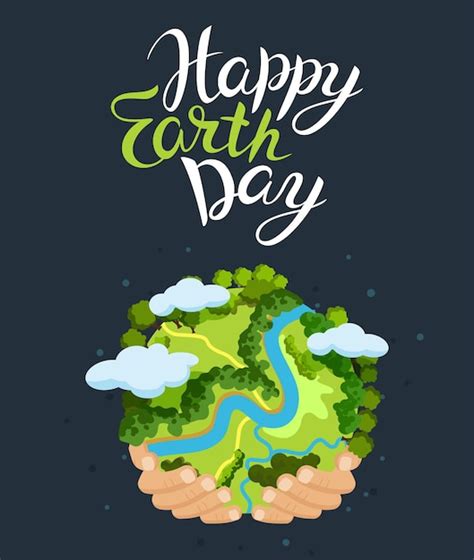 Premium Vector Earth Day Concept Human Hands Holding Floating Globe