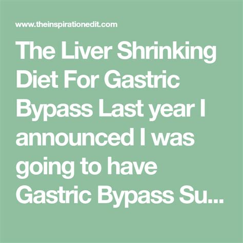 The Liver Shrinking Diet For Gastric Bypass Liver