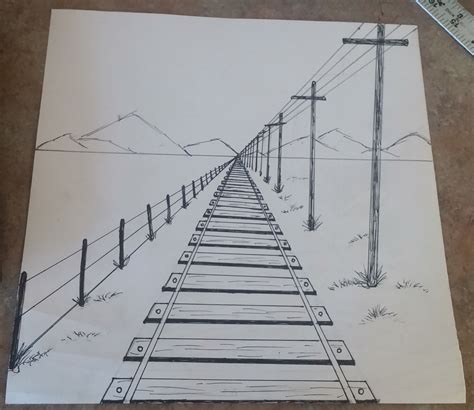 How To Draw A 1 Point Perspective Railroad Recipe Perspective