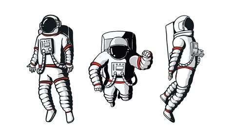 Collection Set Of Realistic Illustrations Of A Floating Astronaut