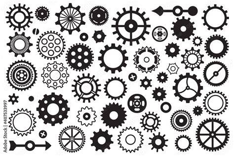 Steampunk Vector Gears Icons Set On White Stock Vector Adobe Stock