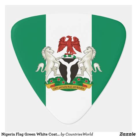 Nigeria Flag Green White Coat Of Arms Guitar Pick Zazzle In 2023