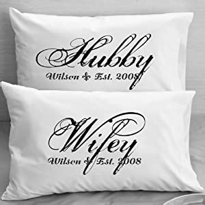 Incredible gifts india personalized anniversary present for couples (wood, 7 x 5 inches, beige). Amazon.com - Personalized Pillowcases - Wifey Hubby ...