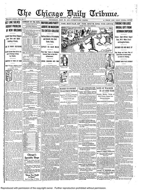 Chicago Tribune Archive Issue From May 22 1913 Historical