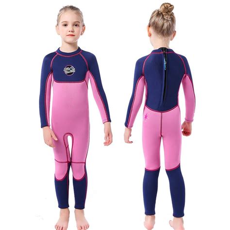 Girls Surf 3mm Neoprene Wetsuit Kids Colorful Swimsuit Scuba Diving