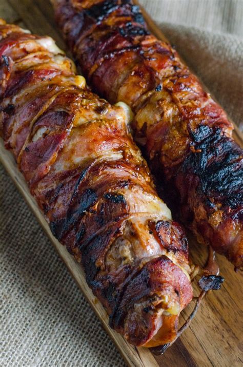 Now put some water on the bottom of pan to catch the grease. BBQ Bacon Wrapped Pork Tenderloin Go Go Go Gourmet