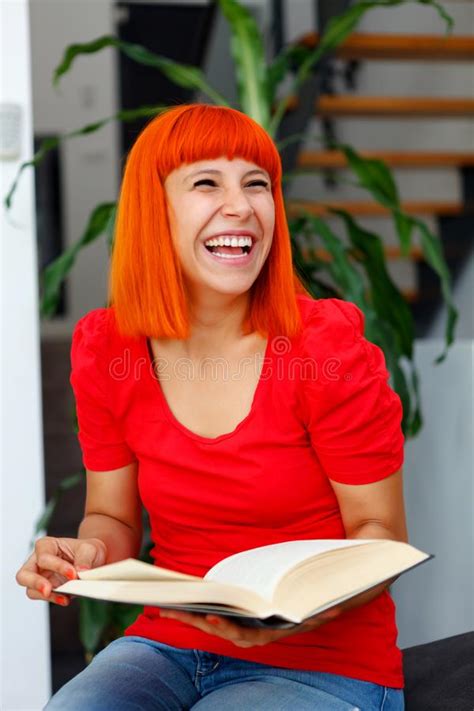 Young Girl Reading A Book At Home Stock Photo Image Of Casual Learn