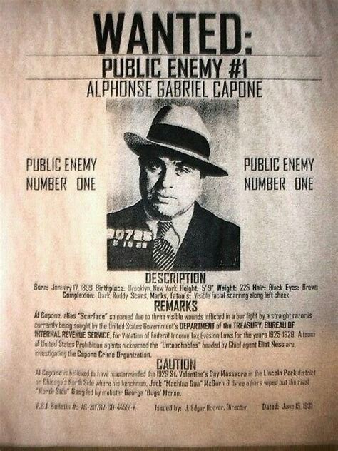 Al Capone Scarface Wanted Poster X Photo Reprint Gangster Mobster My