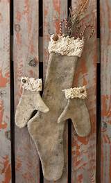 Shop for christmas stockings and stuffers: Primitive Christmas Stocking and Mittens Candy Canes ...