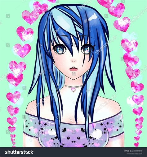 T Shirt Design Anime Girl Blue Stock Illustration 2180659545 Shutterstock