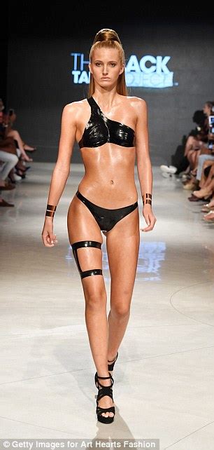 black tape project sends models down the catwalk in bikinis made out of tape daily mail online