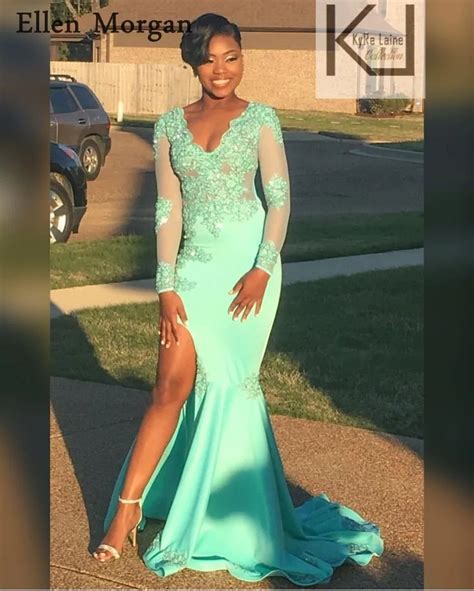 African Black Girls Mermaid Prom Dresses 2019 With Lace Beaded Long