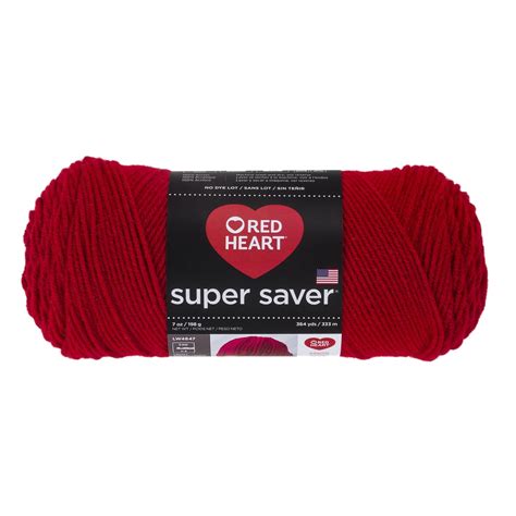 Red Heart Super Saver Yarn Medium Acrylic Cherry Red Yarn 364 Yd