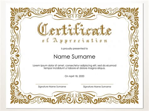 Blank Certificate Of Appreciation Printable