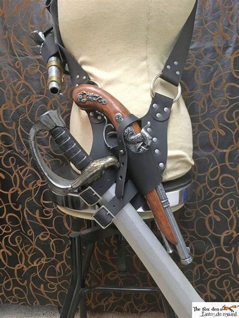 pirate leather baldric sword holster combo with optional etsy australia
