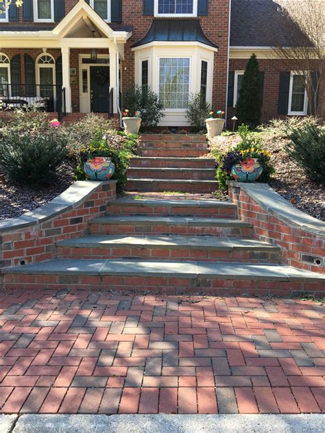 Exterior Makeover With Clay Paver Walkways Steps And Drives
