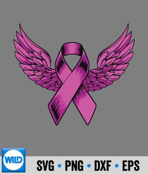 Cancer Ribbon Svg Cancer Pink Ribbon Angel Wings Breast Cancer