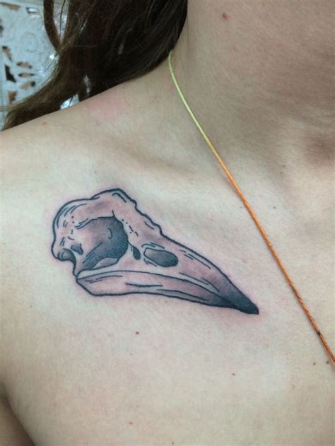 Black And Grey Small Illustrative Bird Skull Tattoo By Tattoosbysky