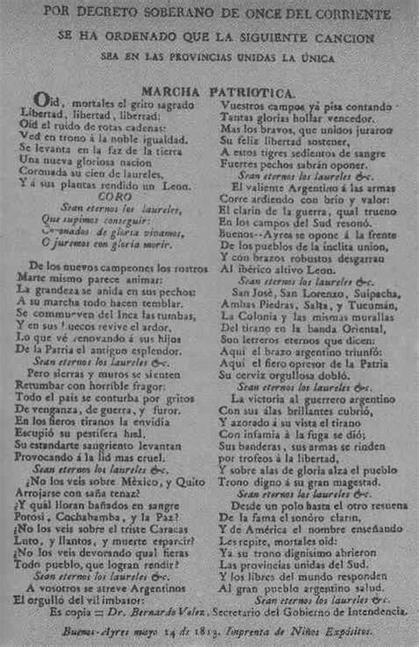 Primer Impreso Letra Del Himno Nacional Argentino