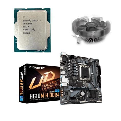 Intel Core I3 12100f Package With Gigabyte H610m Motherboard With